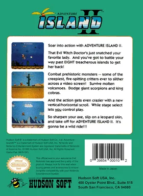 Adventure Island II (USA) box cover back